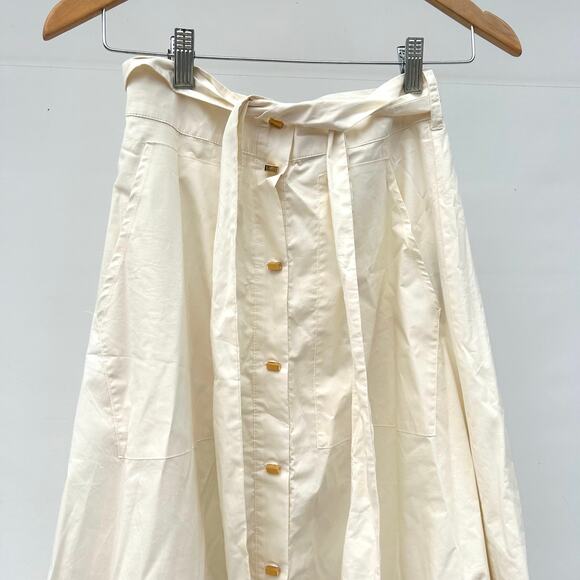 Marciano By Guess Pat Belted Maxi Skirt Off-White Long Gold Buttons US 2 IT 38 - Picture 7 of 11